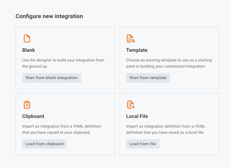 Configure a new integration